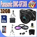 Panasonic Lumix DMC-GF3XK 12.1 MP Micro Four Thirds Compact System Camera with 3-Inch Touch-Screen LCD and LUMIX G X Vario PZ 14-42mm/F3.5-5.6 Lens (Black)+ 32GB SDHC Memory + 3 Piece Filter Kit + USB Card Reader + Memory Card Wallet + Deluxe Case w/Strap + Full Size Tripod + Accessory Saver Bundle!